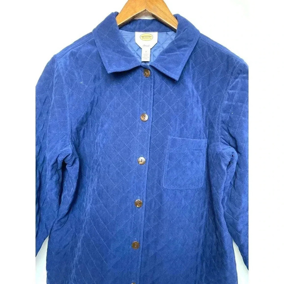 Talbots quilted blue jacket sz M buttons pockets blogger - Picture 6 of 7